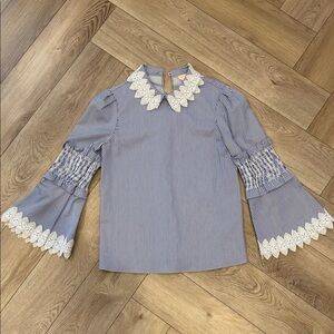 Ted Baker London Blue and White Striped Blouse